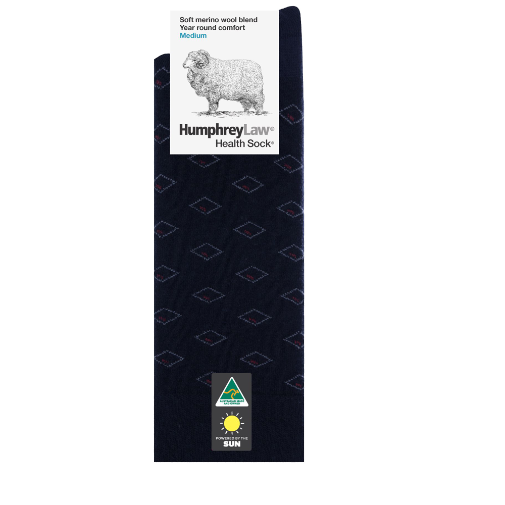 Humphrey Mens Fine Merino Wool Patterned Health Sock - Diamond Eye (view 2)