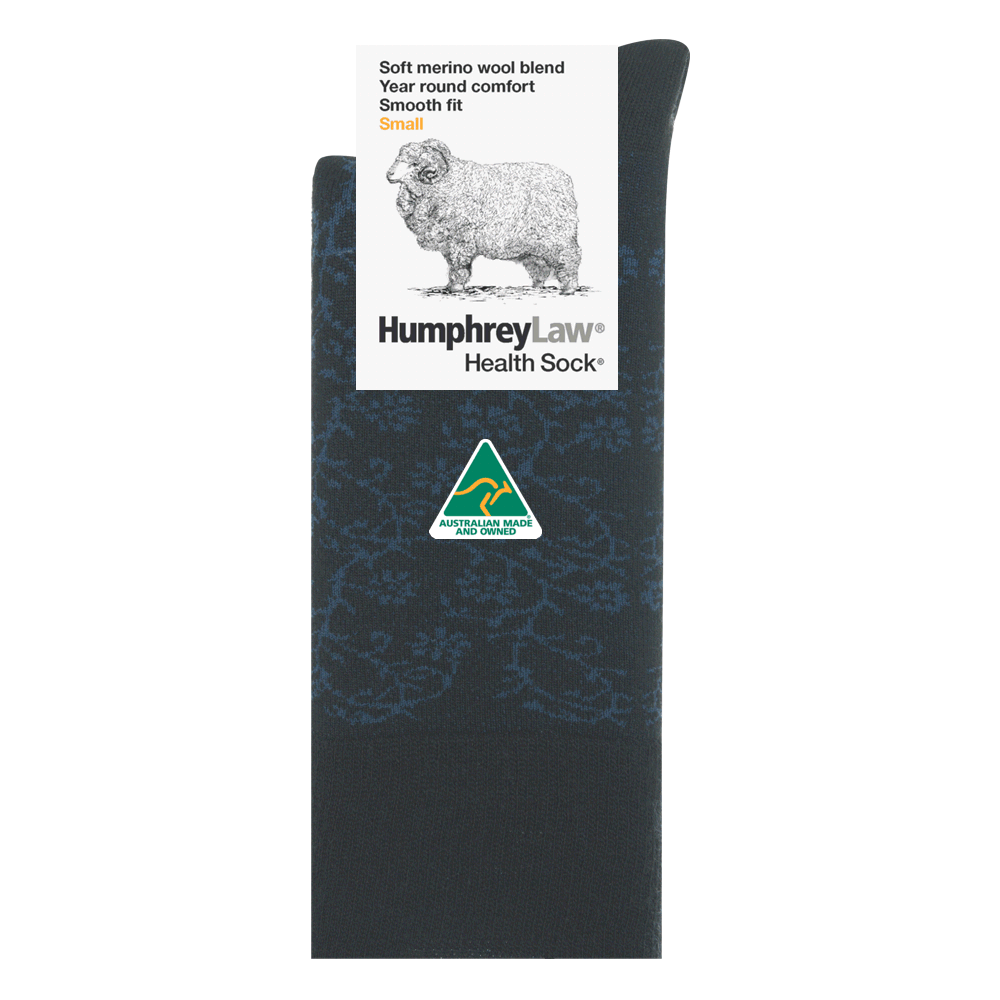 Womens Fine Merino Wool Patterned Health Sock - Jasmine