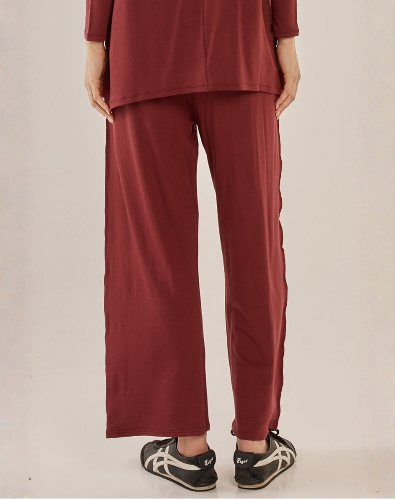 Betty Basics Evelyn Wide Leg Jogger - Burgandy Red (view 3)