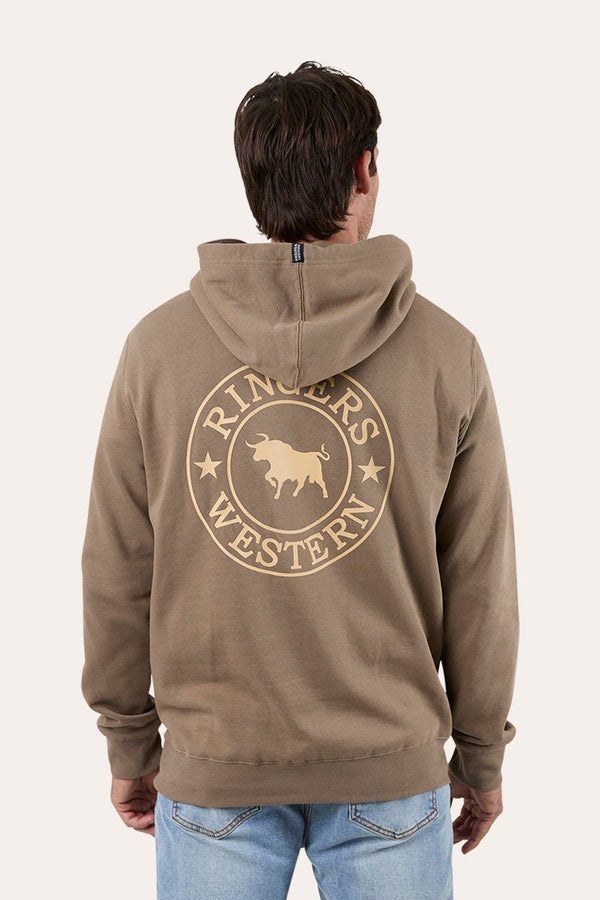 Ringers Western Signature Bull Mens Pullover Hoodie - Mushroom (view 2)