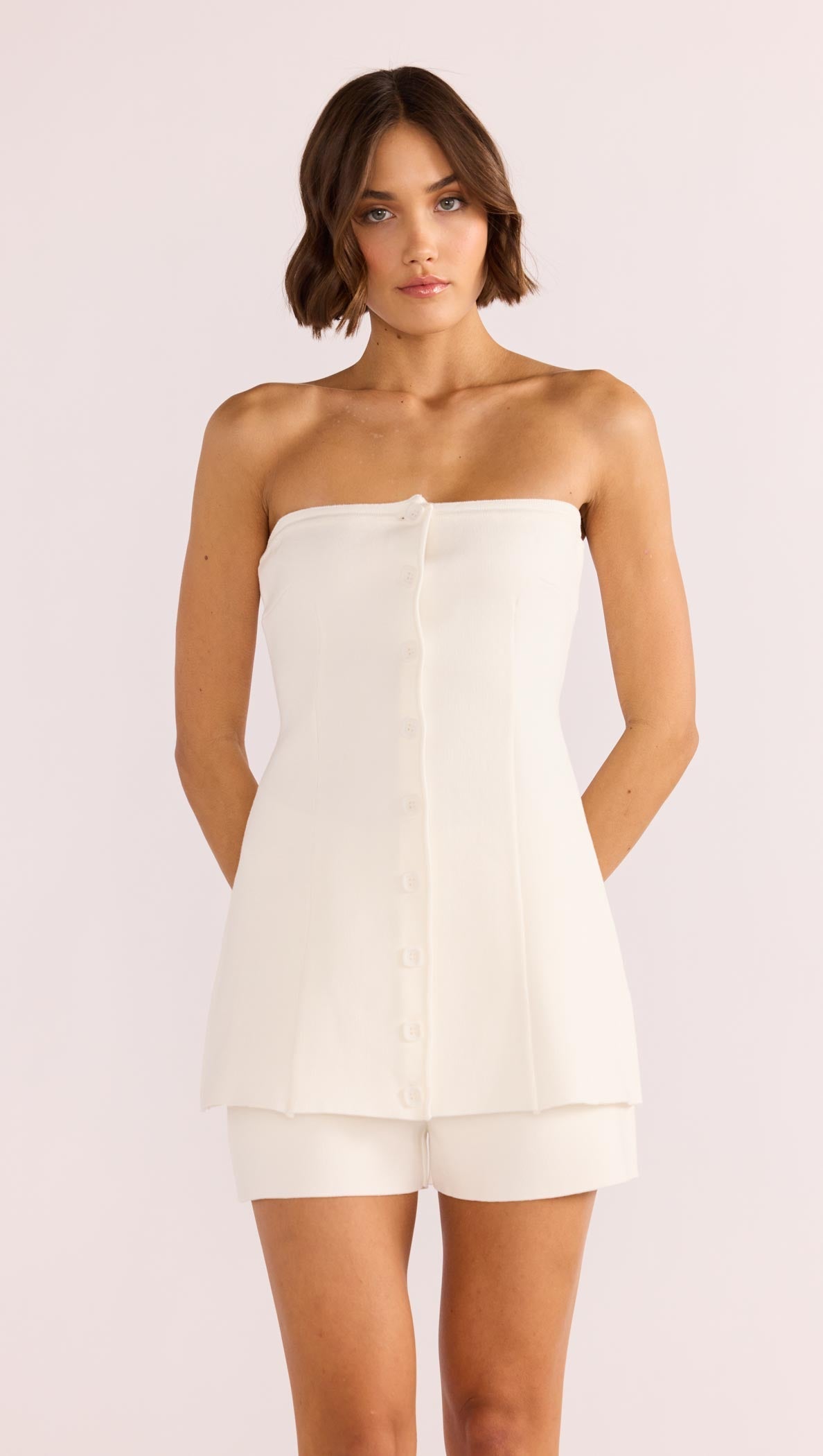 Mink Pink Elora Knit Bustier Top - White