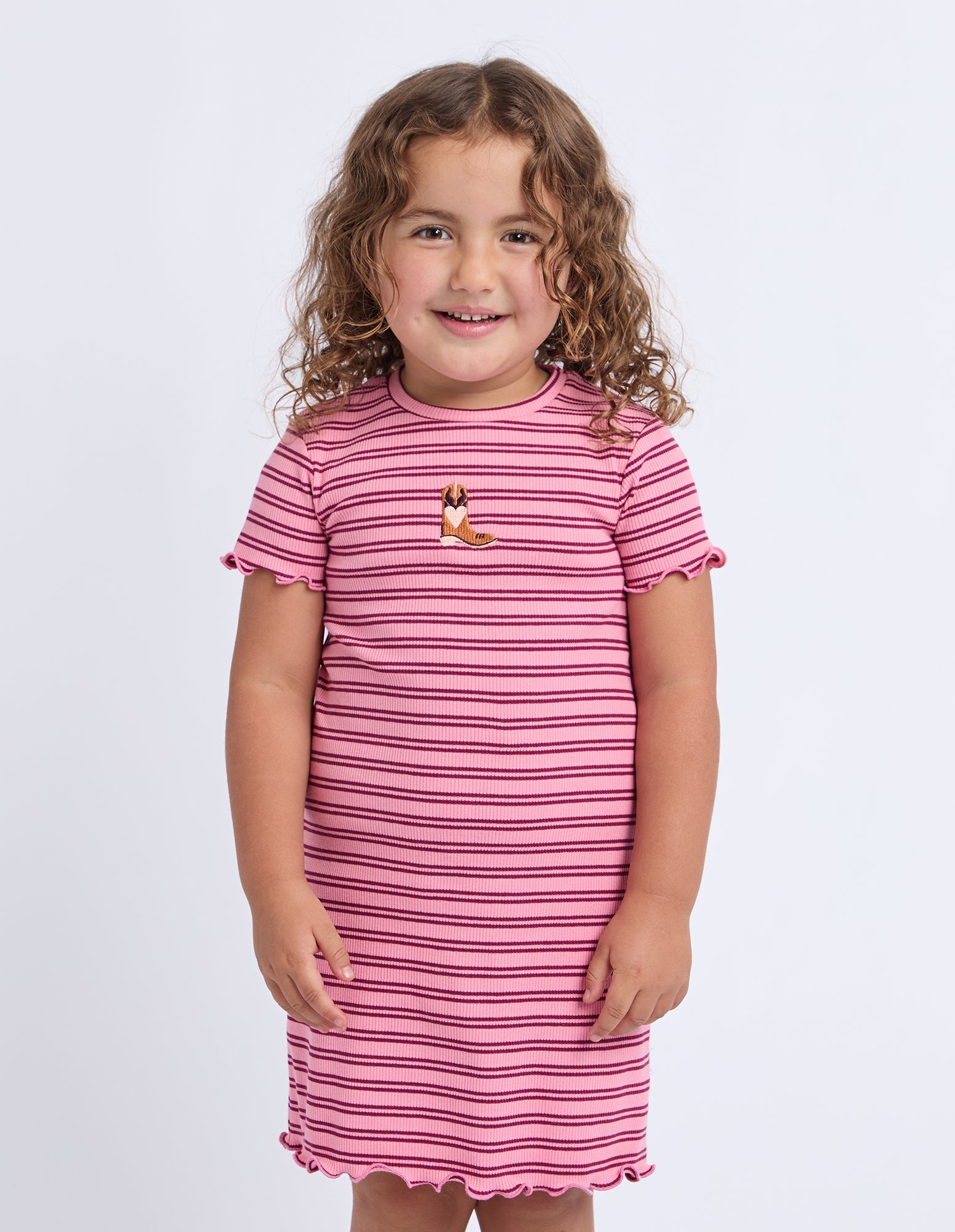 Eve Girl Freya Rib Dress in pink - back