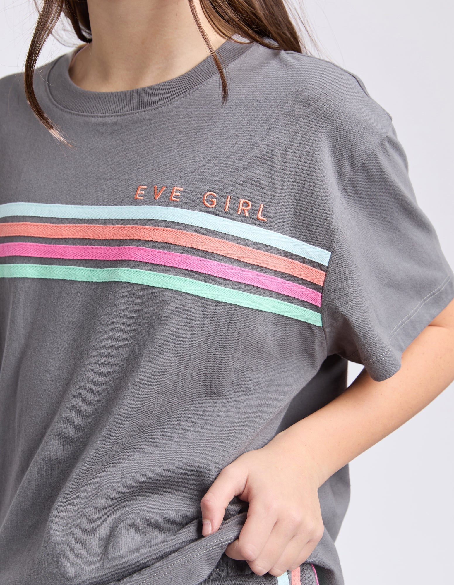 Eve Girl Retro Tee - Charcoal - Teens (view 2)