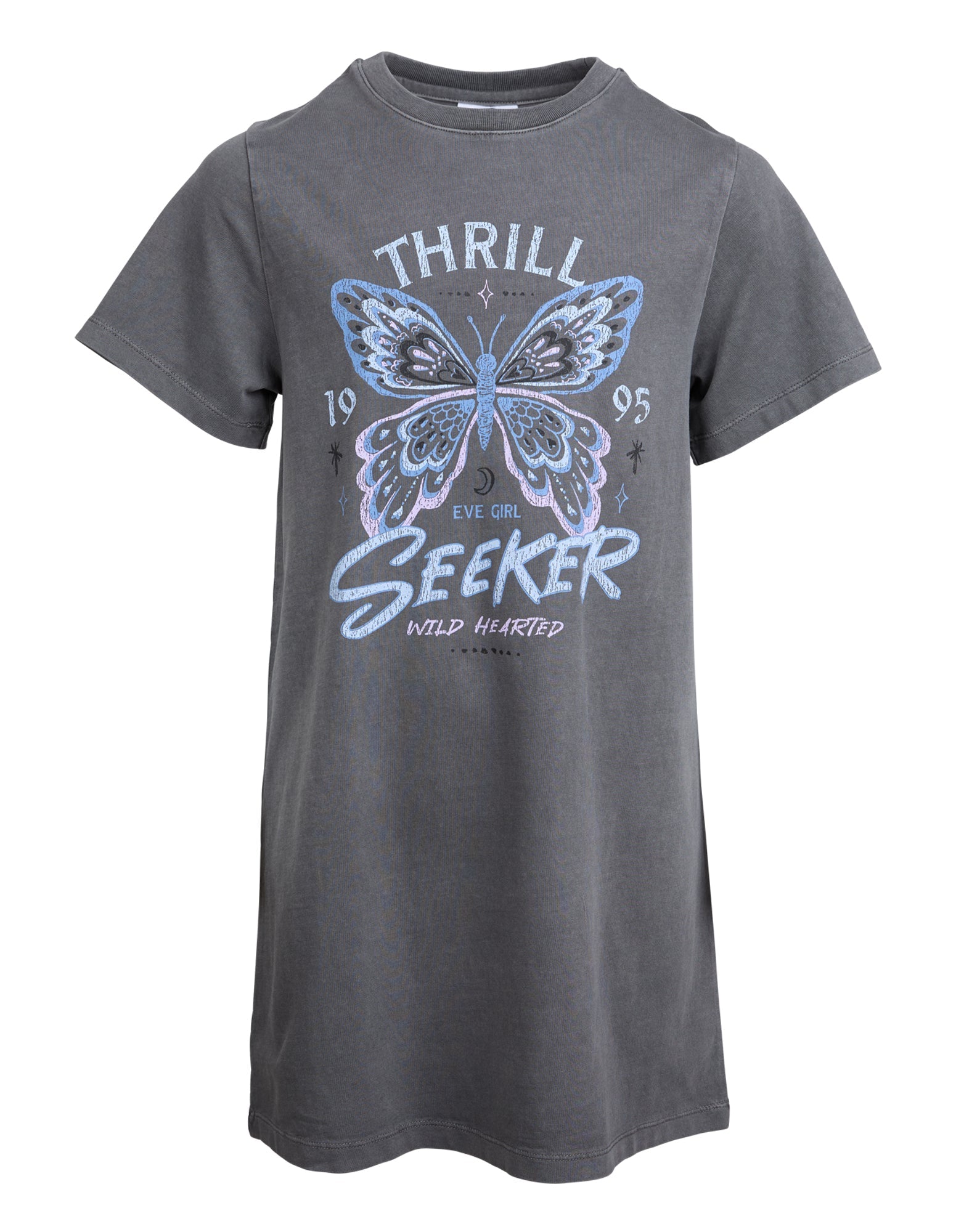 Eve Girl Wild Heart Tee Dress - Charcoal (view 4)