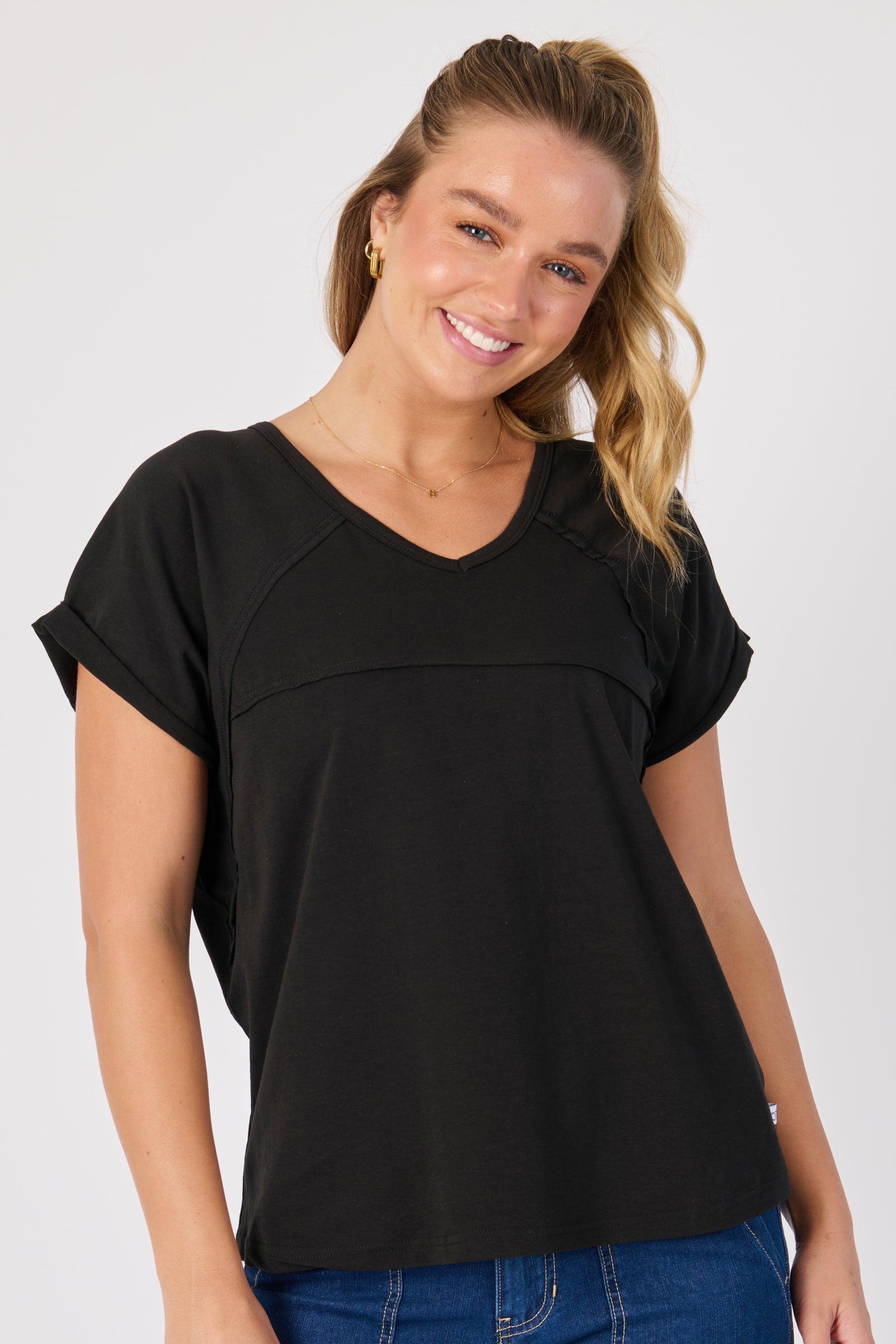 One Ten Willow Slouch Tee - Black