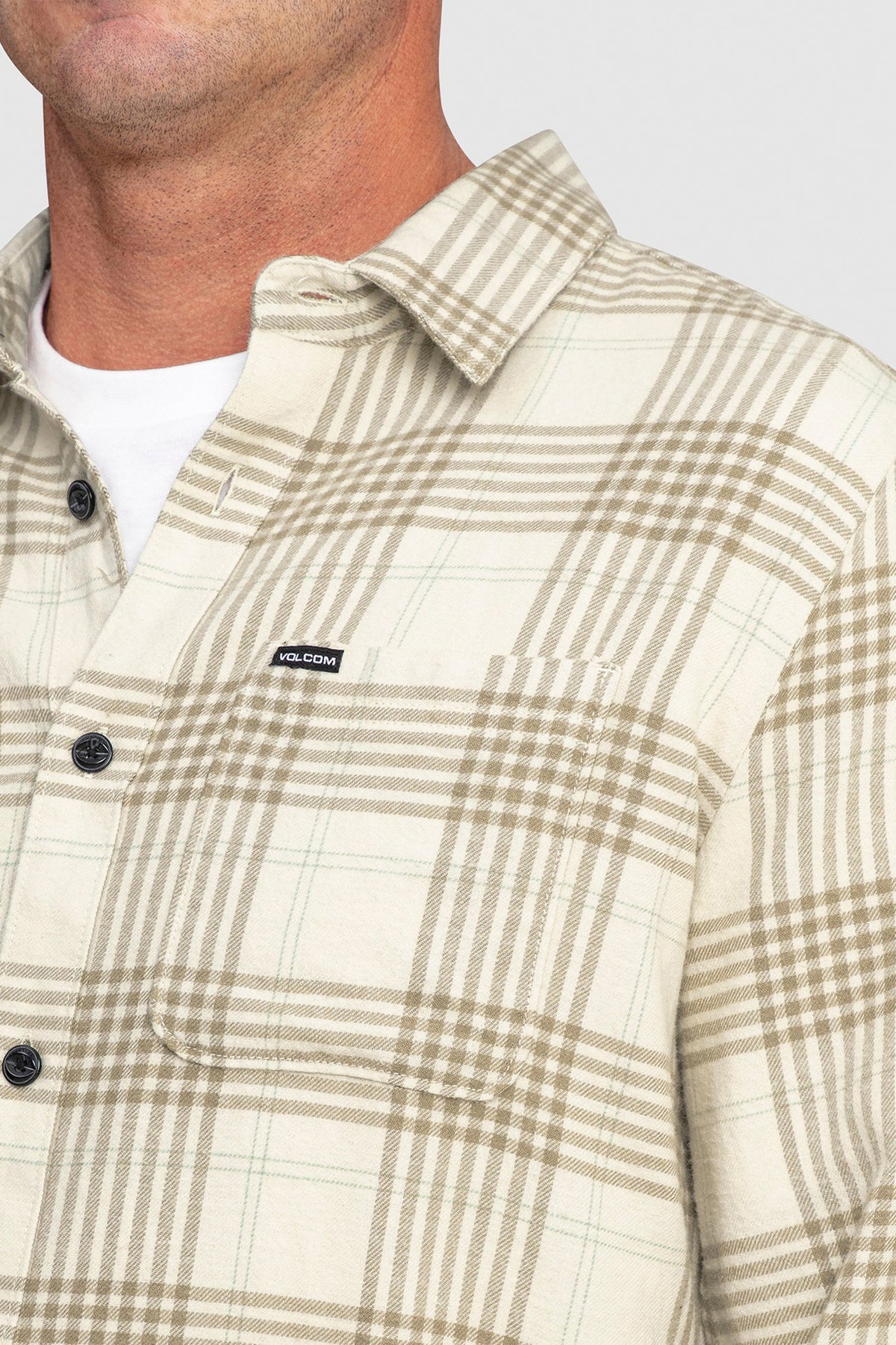Volcom Caden Plaid Long Sleeve Shirt - Dirty White (view 2)