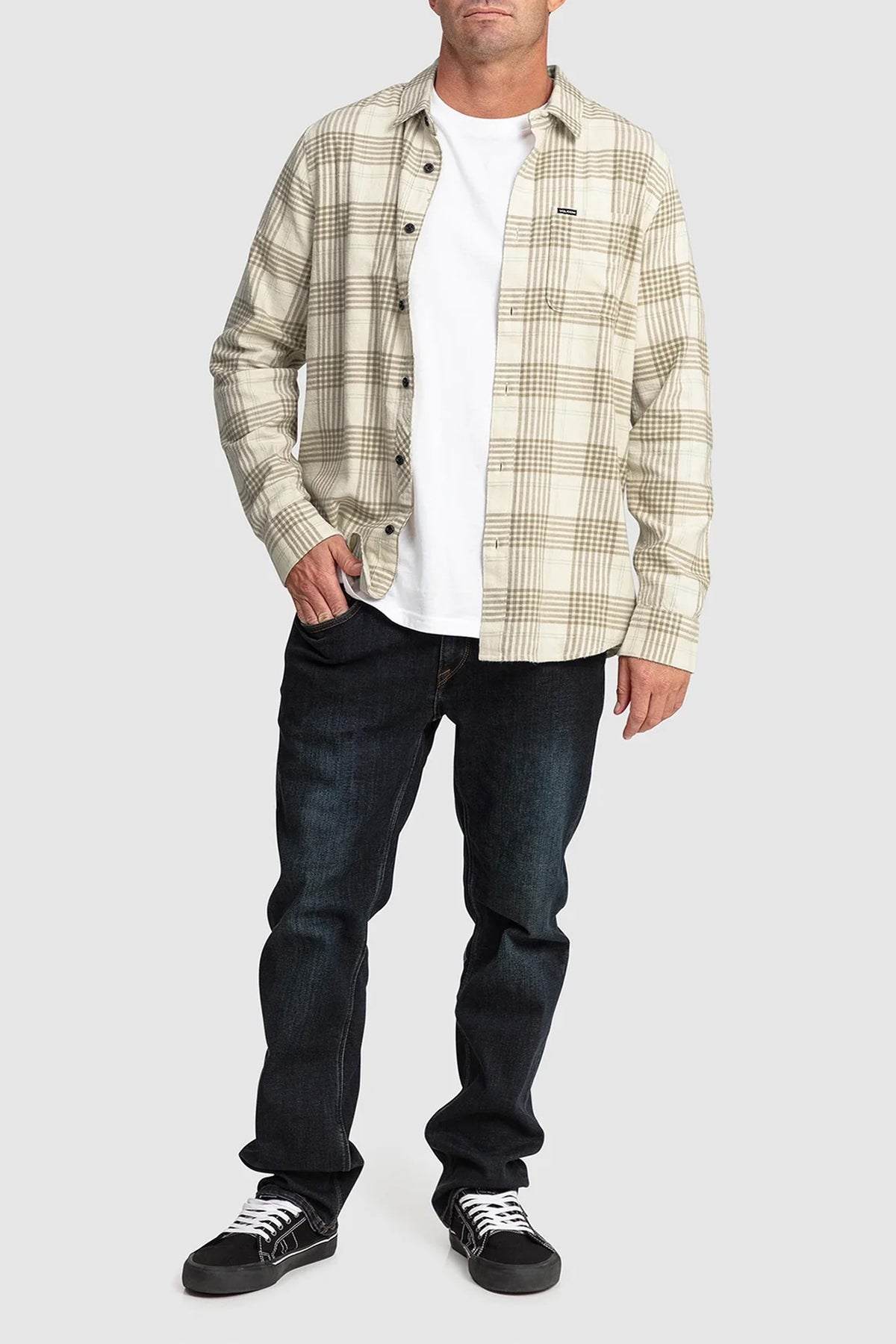 Volcom Caden Plaid Long Sleeve Shirt - Dirty White (view 3)