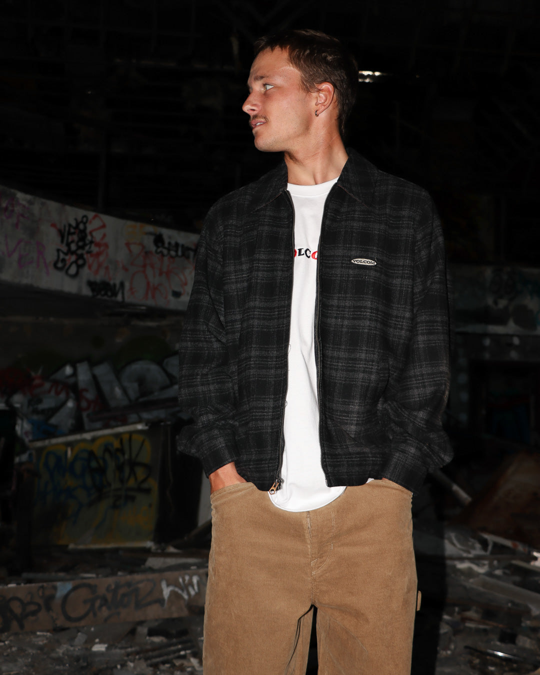 Volcom Avoider Jacket Black Grey detail