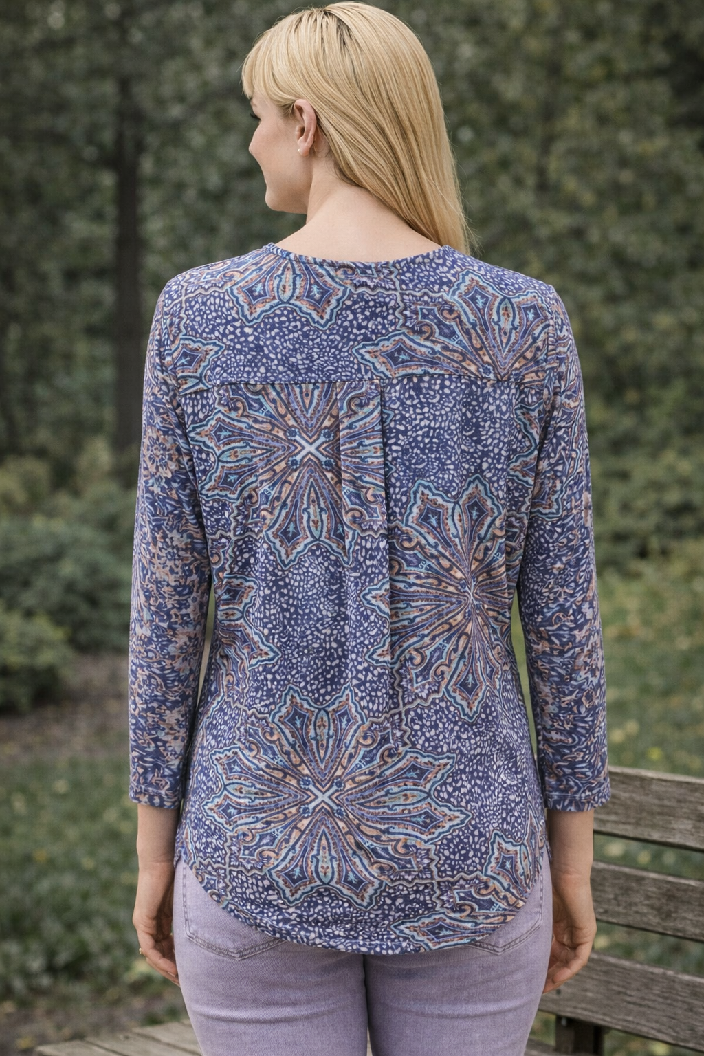 Renoma Flora Pleat Back Long Sleeve Top - Multi (view 2)