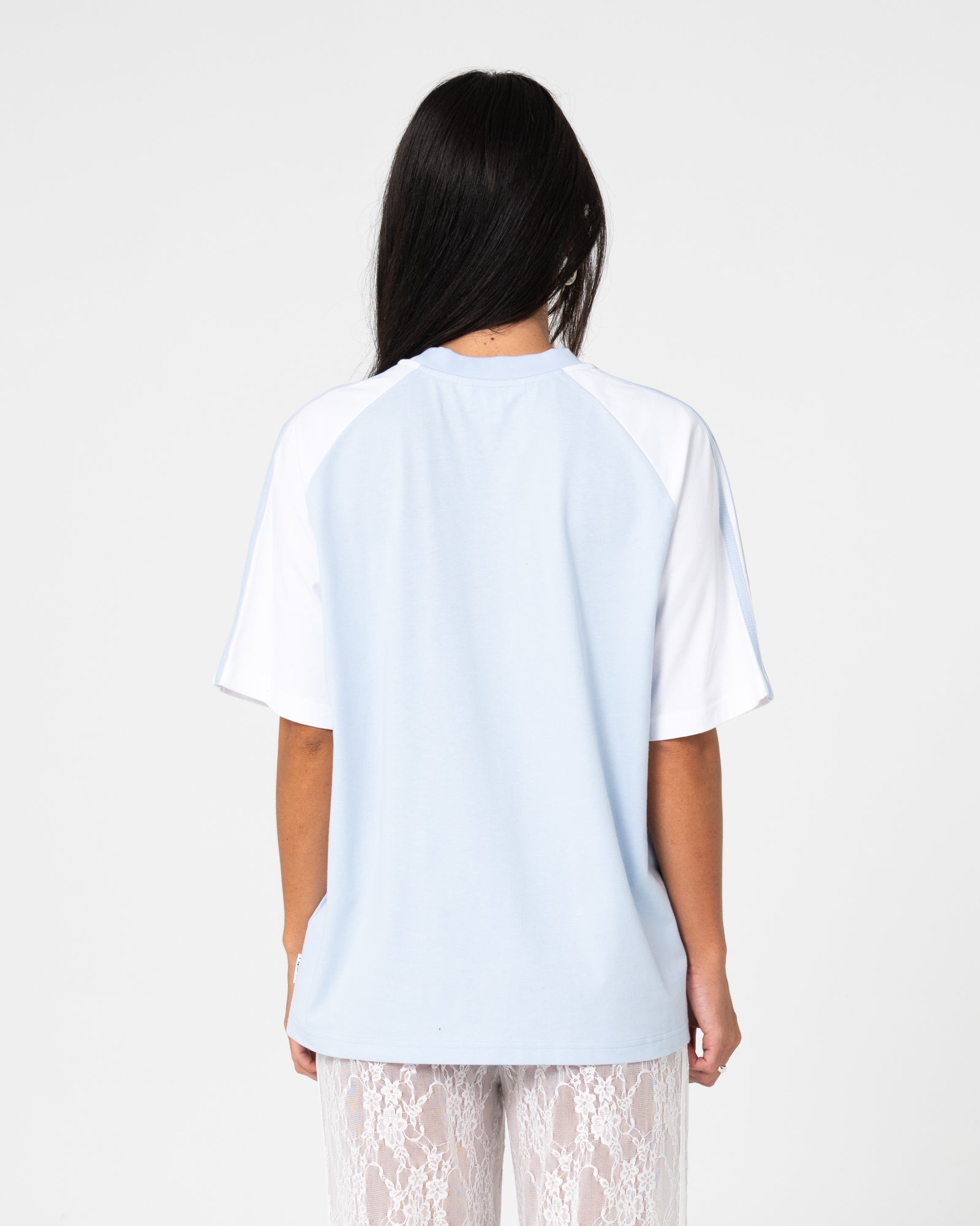 Alex Raglan Oversize Tee - Retro Blue / White