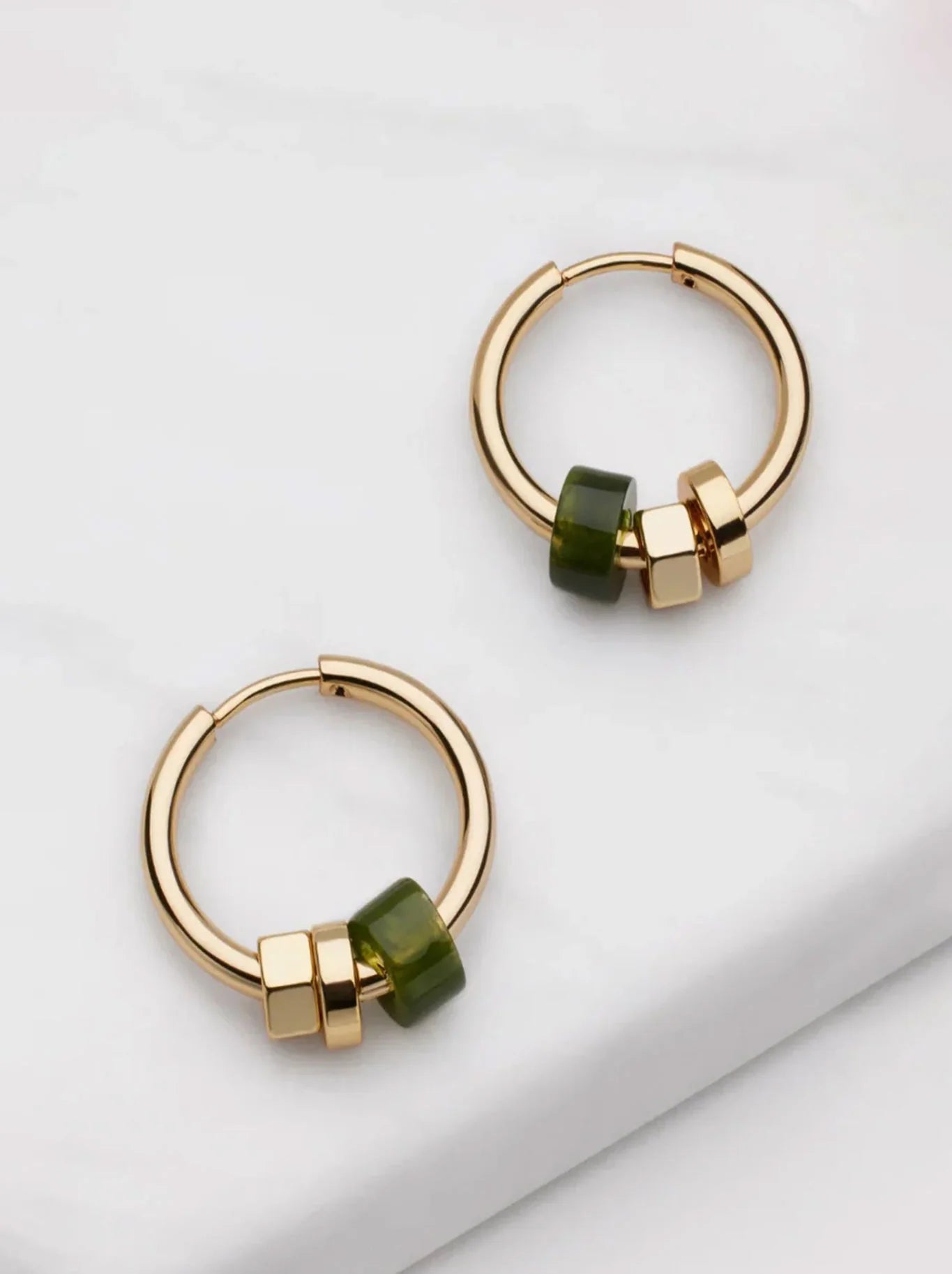 Amina Hoop - Olive / Gold