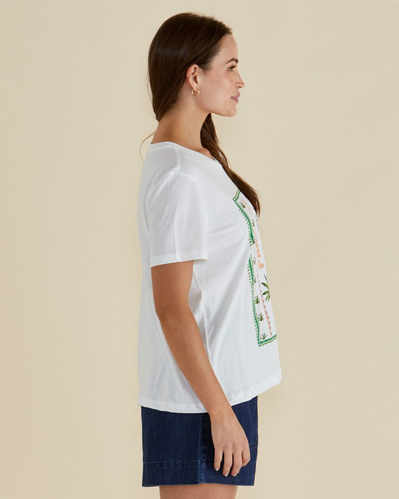 Ellia Crew Tee - Paradise Beach Print