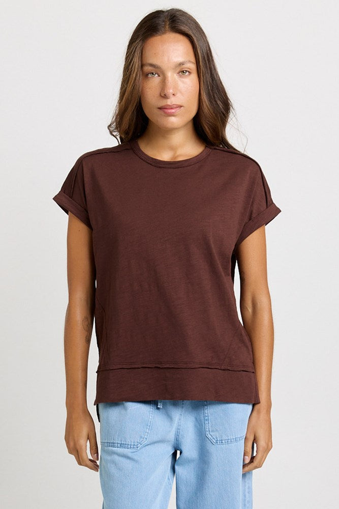Betty Basics Shirley Short Sleeve Tee Chocolate detail