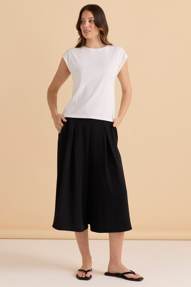 Betty Basics Cuff Rib Tee - White (view 2)
