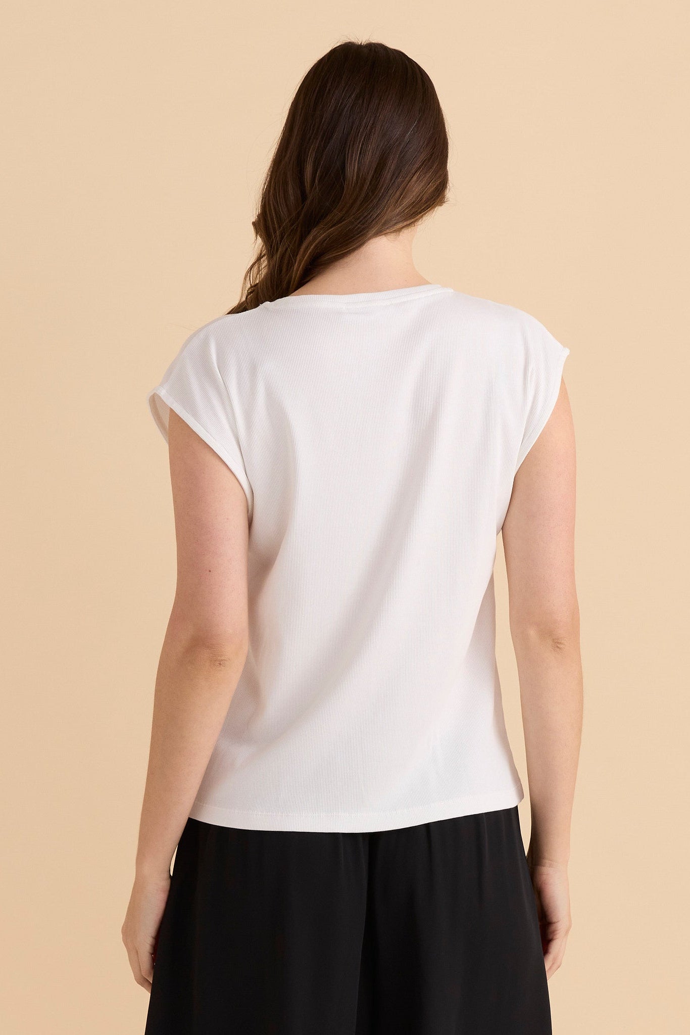 Betty Basics Cuff Rib Tee - White (view 4)