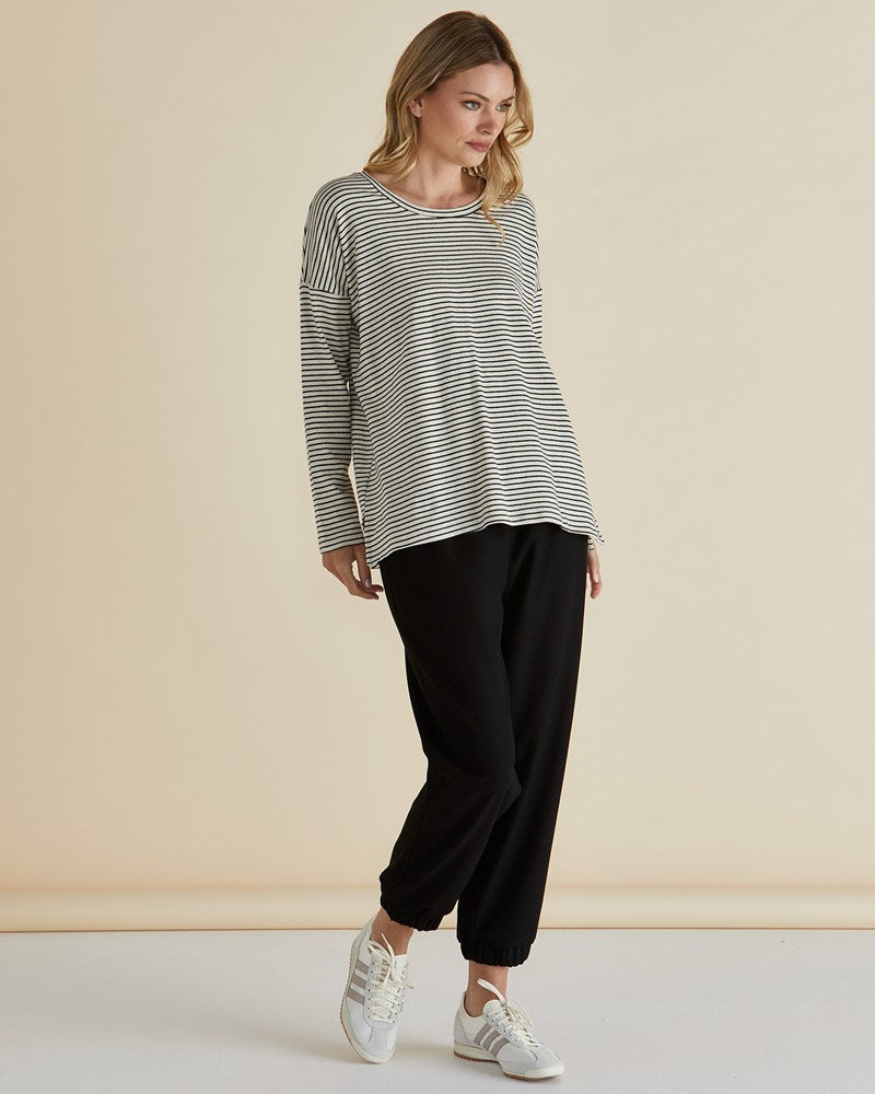 Brixley Long Sleeve Top - Black Stripe
