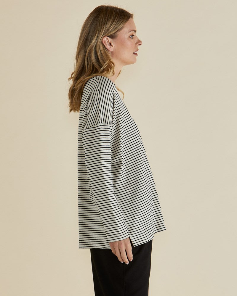 Brixley Long Sleeve Top - Black Stripe