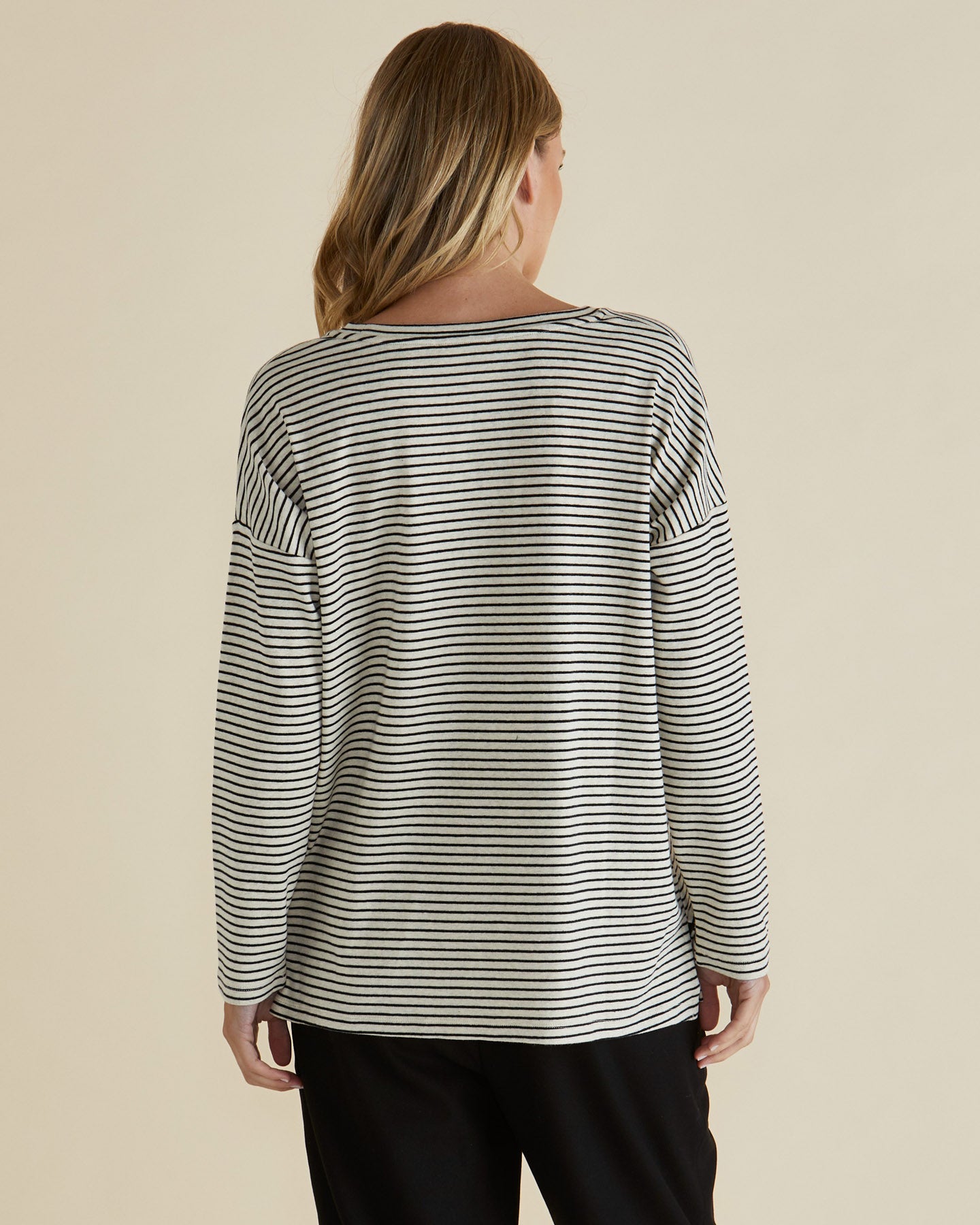 Brixley Long Sleeve Top - Black Stripe