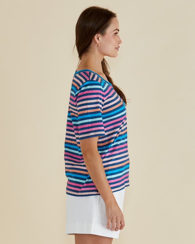 Riley Tee - Multi Stripe Navy