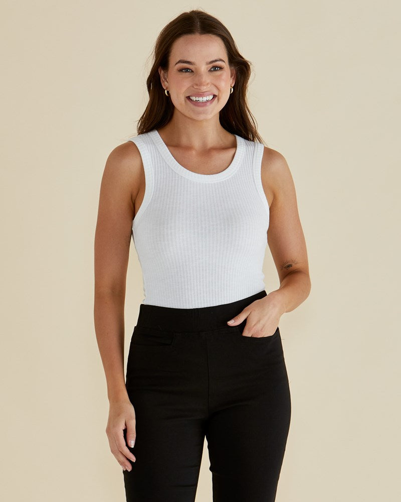 Francis Rib Tank - White - Catani Clothing