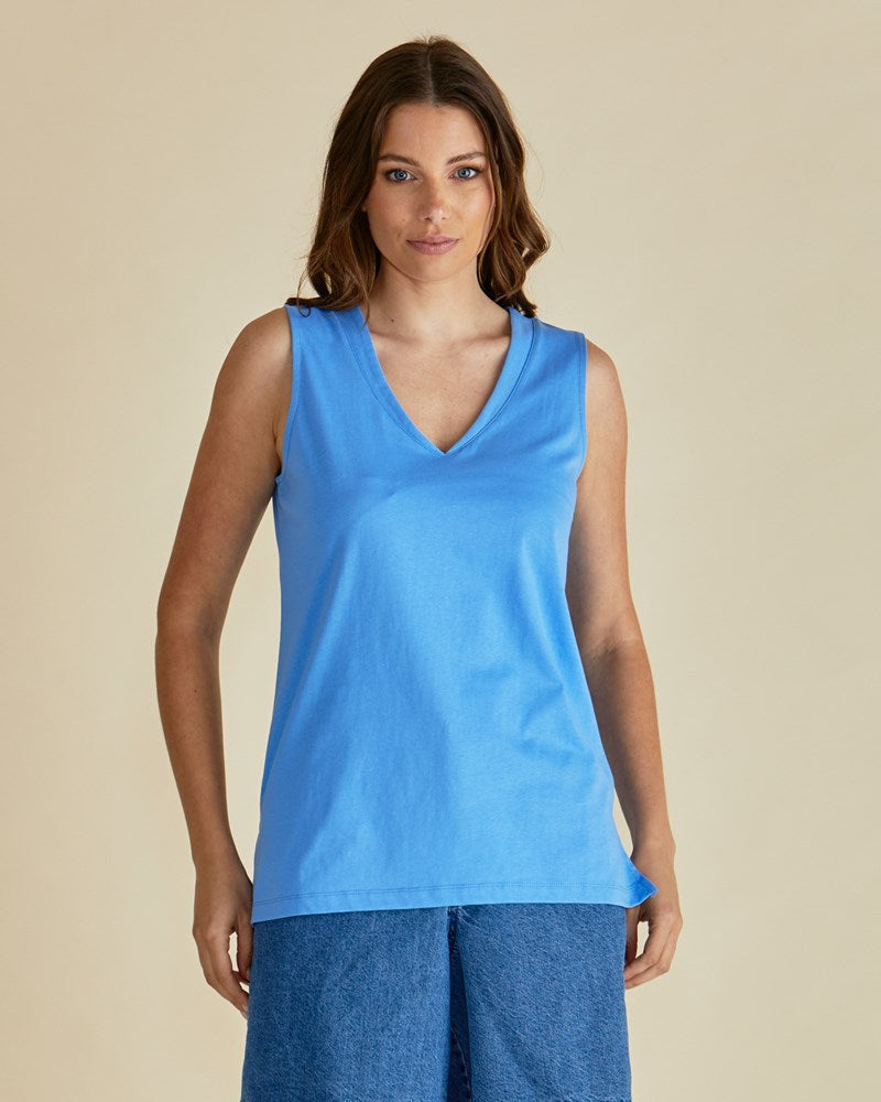 Betty Basics Trinity V-Neck Tank - Powder Blue