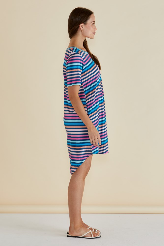 Nyree Dress - Multi Stripe Navy