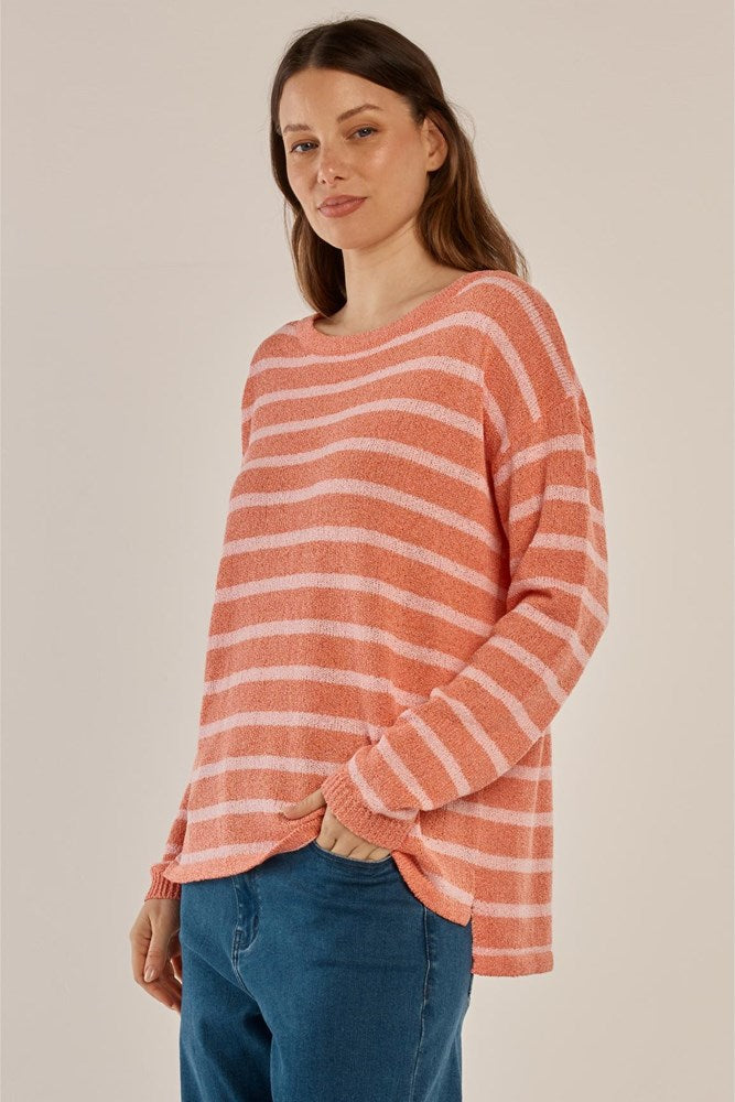 Betty Basics Bradford Knit Top - Coral/Pink Stripe Pink (view 2)