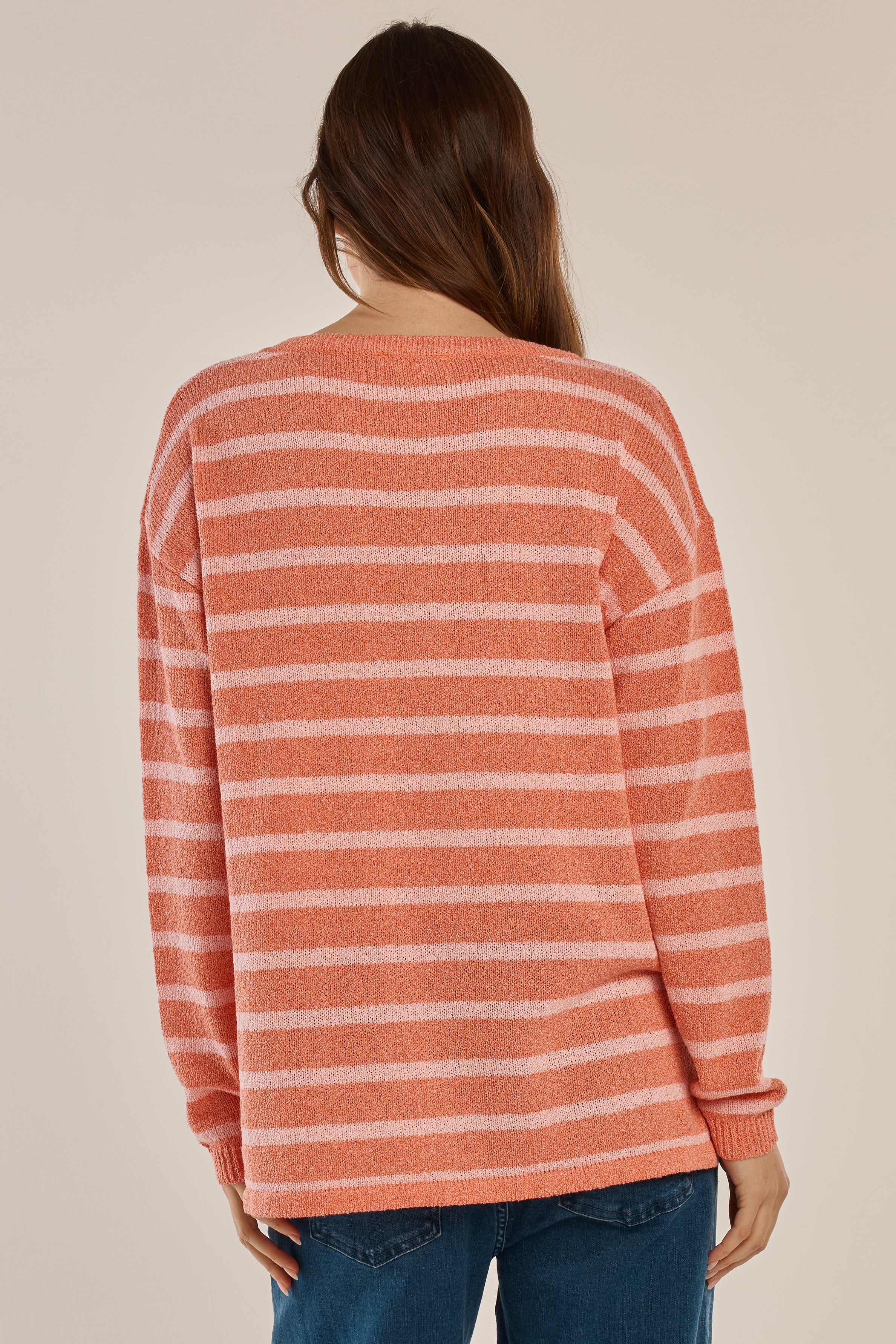 Betty Basics Bradford Knit Top - Coral/Pink Stripe Pink (view 3)