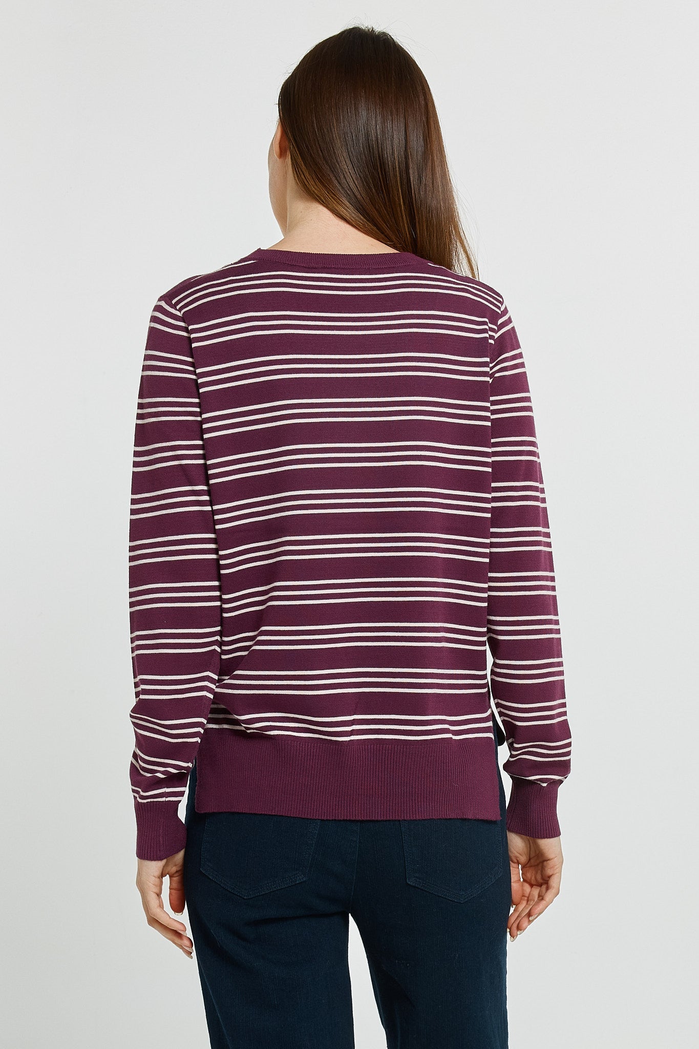 Betty Basics Lenore Sweater - Wine/Pink Stripe (view 3)