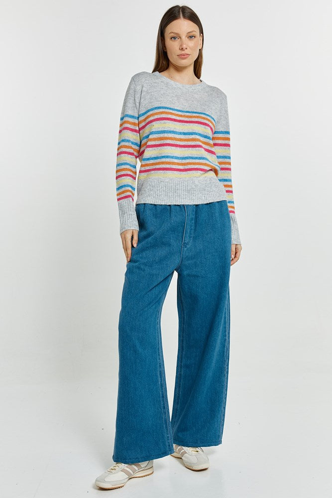 Betty Basics Elinda Sweater - Rainbow Stripe (view 2)