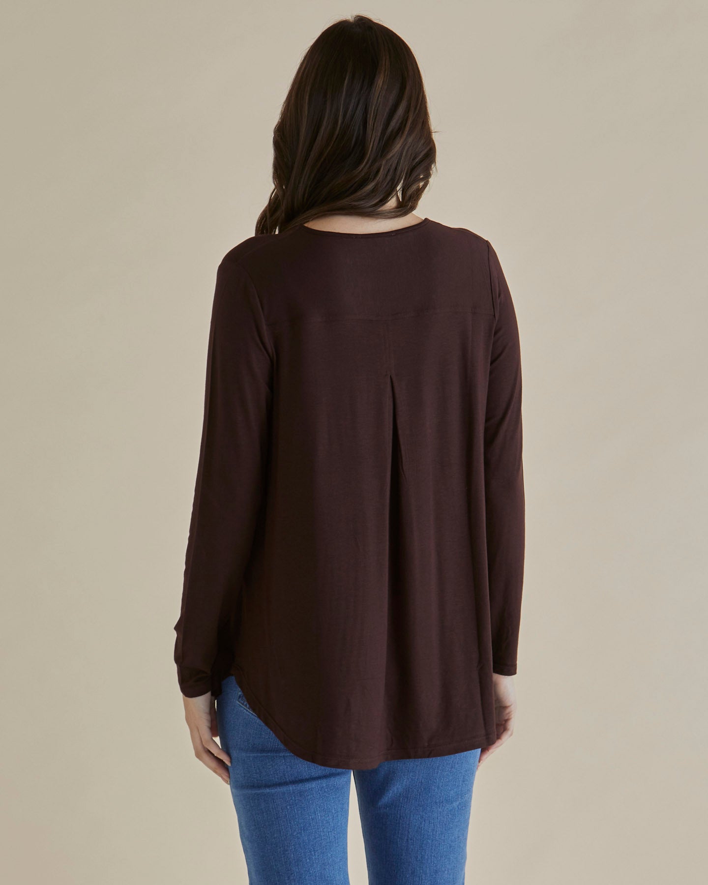 Yasmin Long Sleeve Top - Chocolate Brown