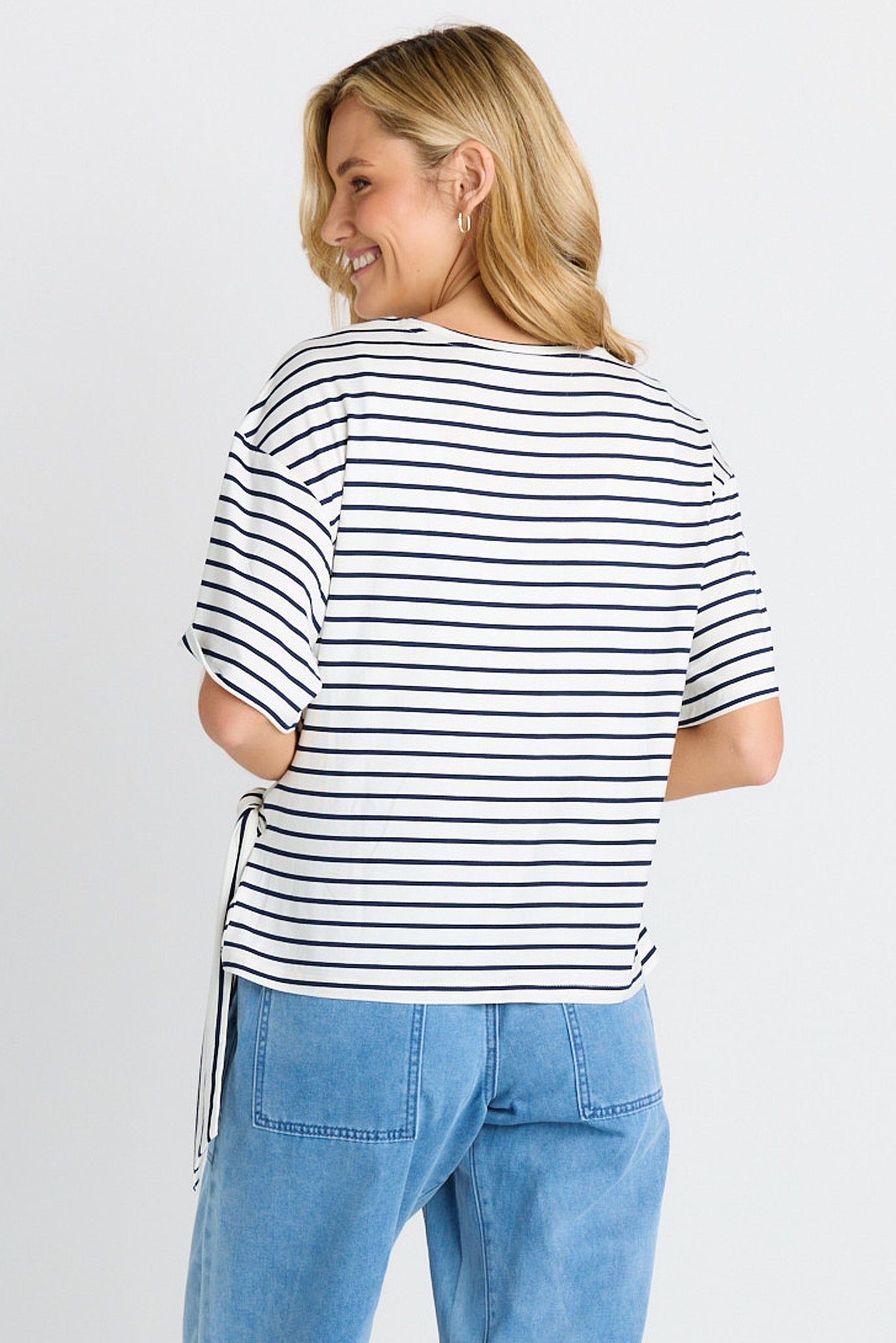 Knot Tee - White/Navy Stripe