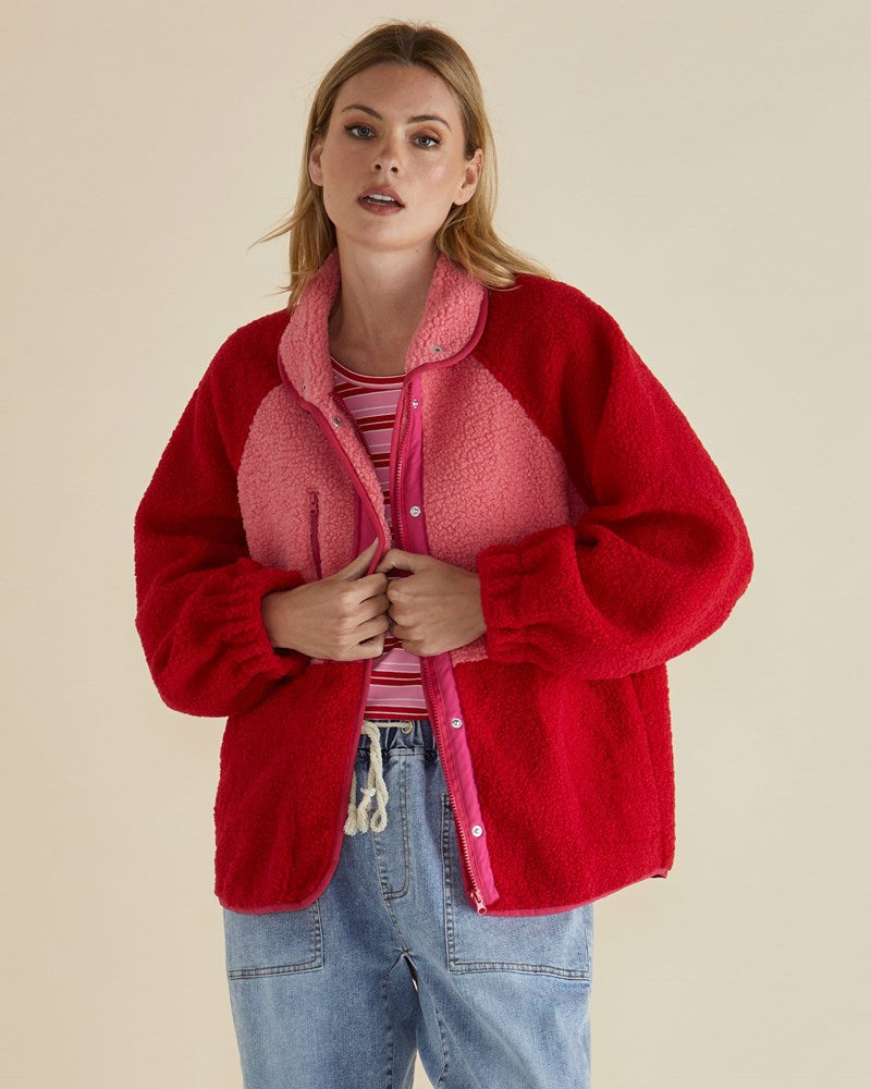 Franklin Fleecy Jacket - Pink / Red