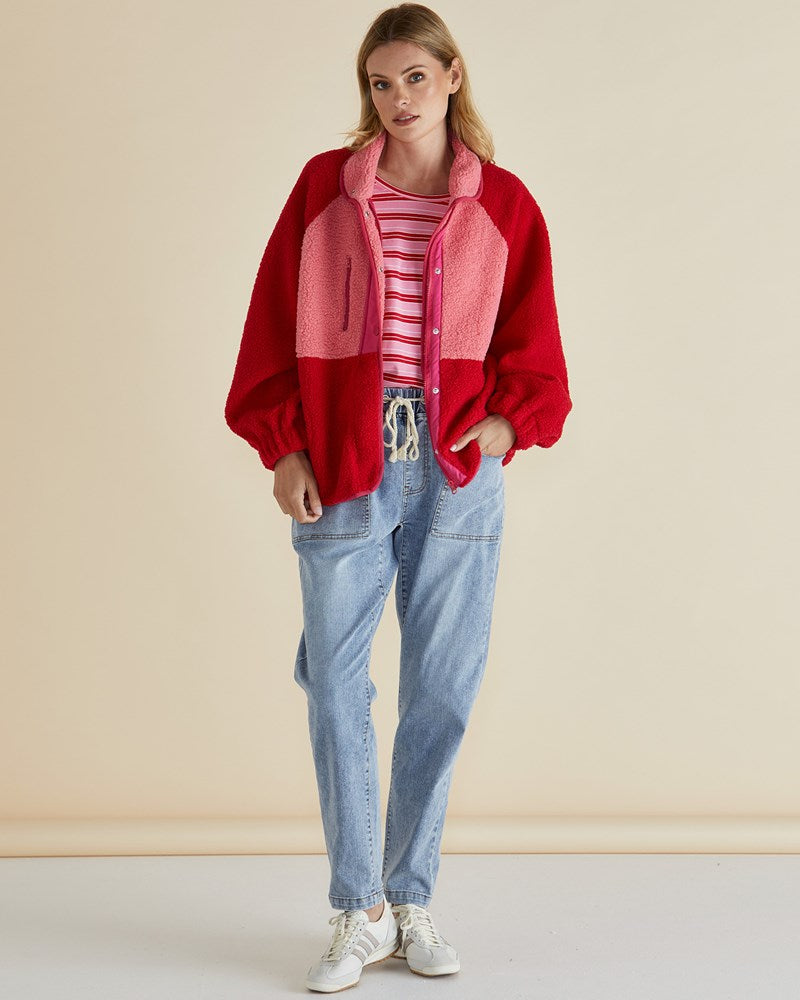 Franklin Fleecy Jacket - Pink / Red