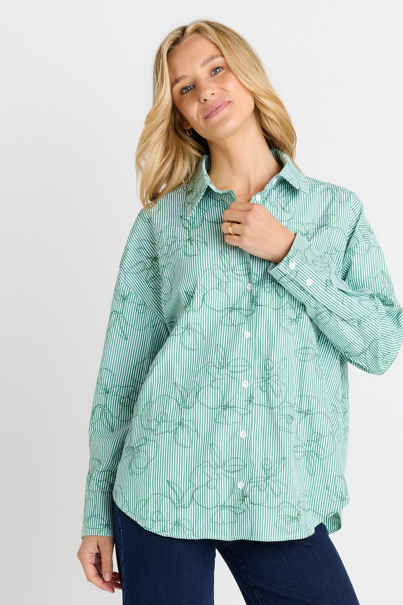 Sage Shirt - Green Stripe