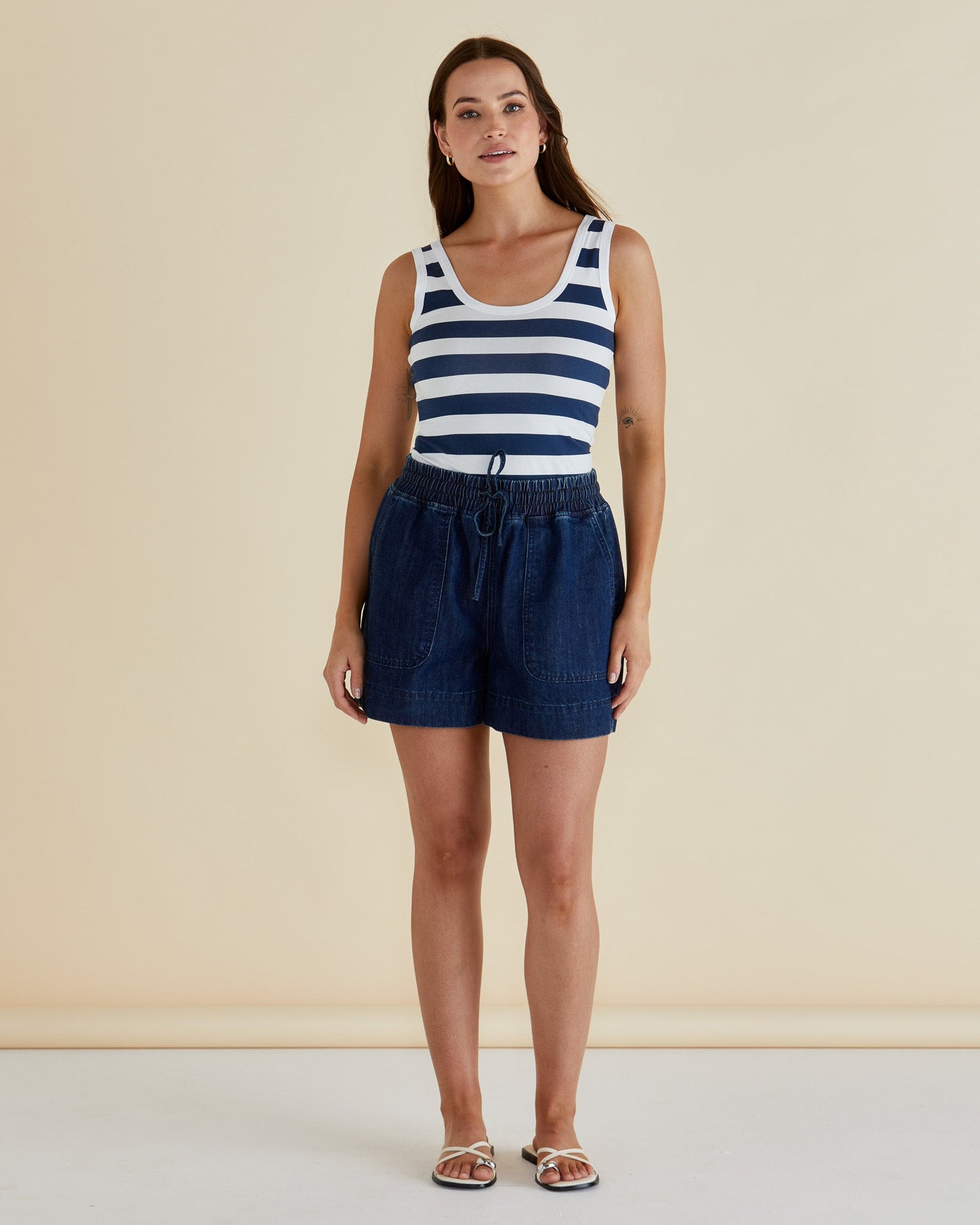 Relax Denim Shorts - Dark Blue Denim
