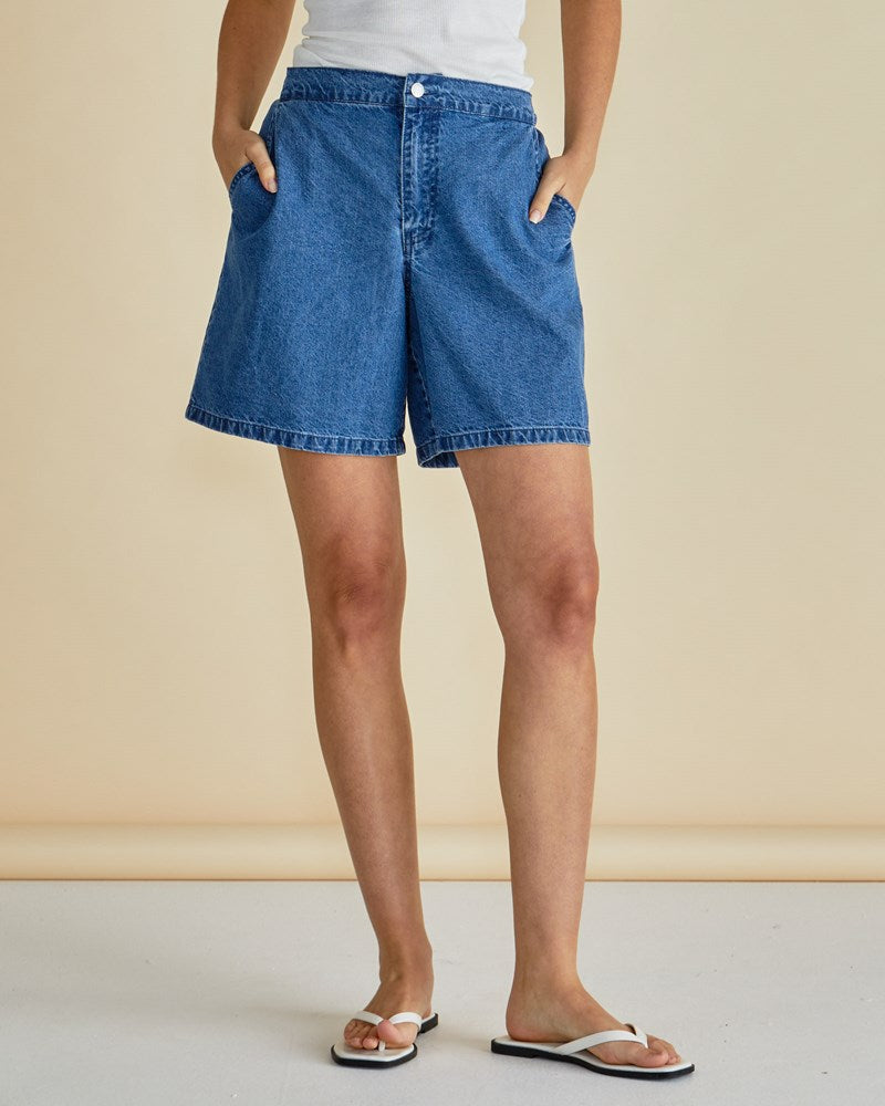 Betty Basics Breeze Relaxed Denim Shorts - Dark Blue Denim