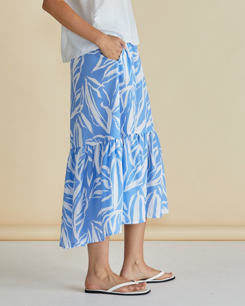 Betty Basics Maggie Skirt - Blue Abstract Print (view 2)
