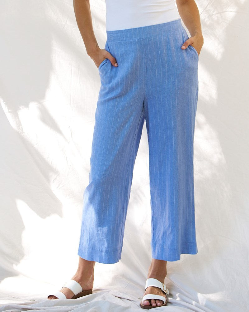 Betty Basics Parker Pant - Berry Blue Stripe