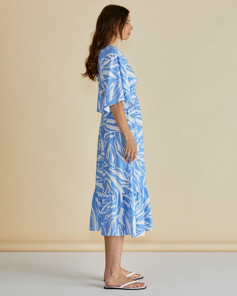 Betty Basics Moxie Dress - Blue Abstract Print (view 2)
