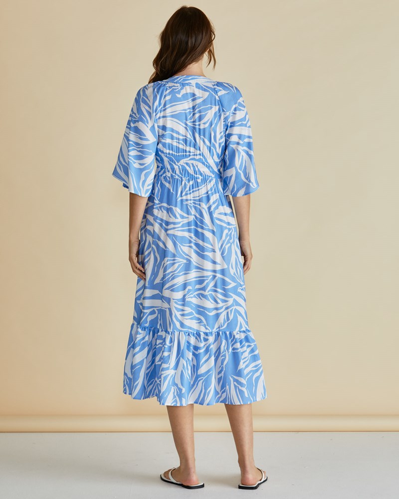Betty Basics Moxie Dress - Blue Abstract Print (view 3)