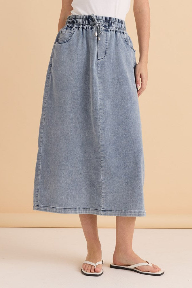 Betty Basics Maxi Jogger Skirt - Light Blue Wash