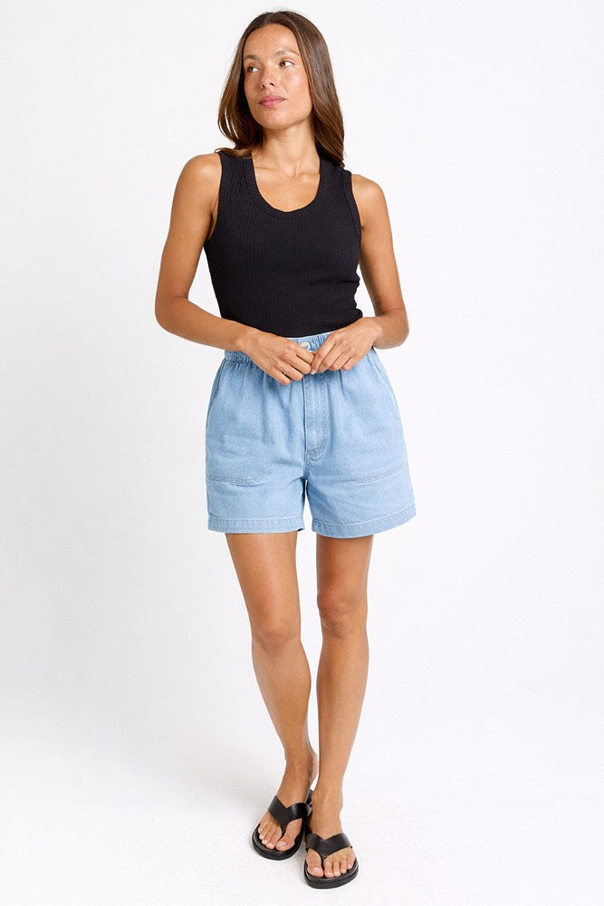 Betty Basics Drew Denim Short in Medium Wash - detail