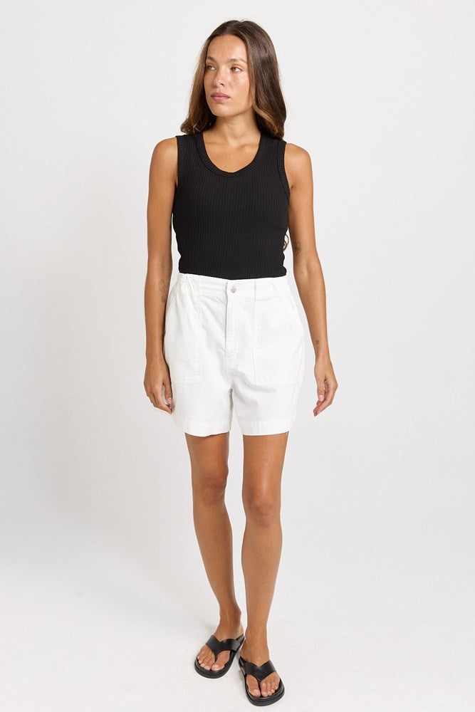 Betty Basics Drew Denim Short in White