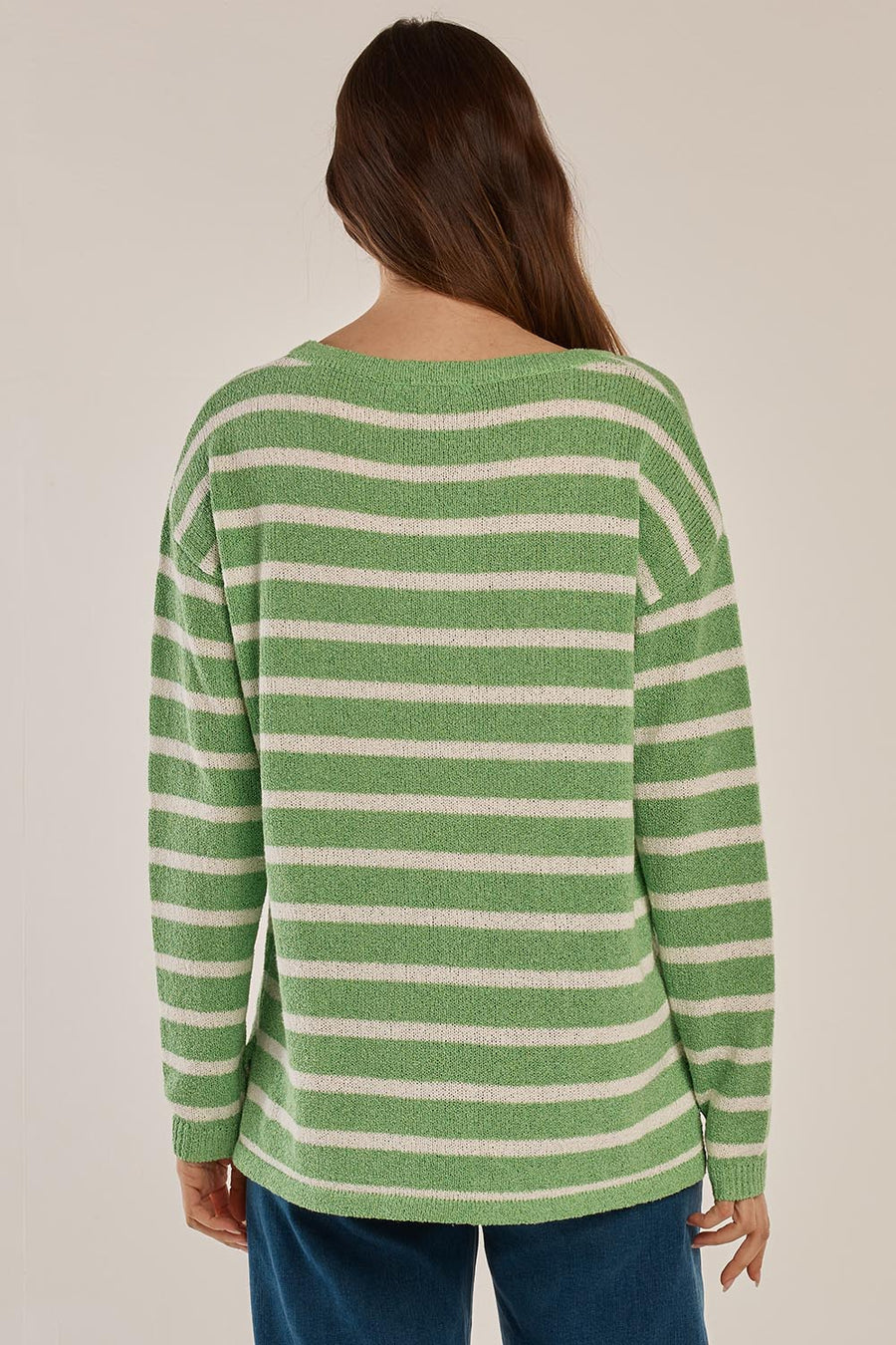 Betty Basics Bradford Knit Top - Green/Cream Stripe (view 4)