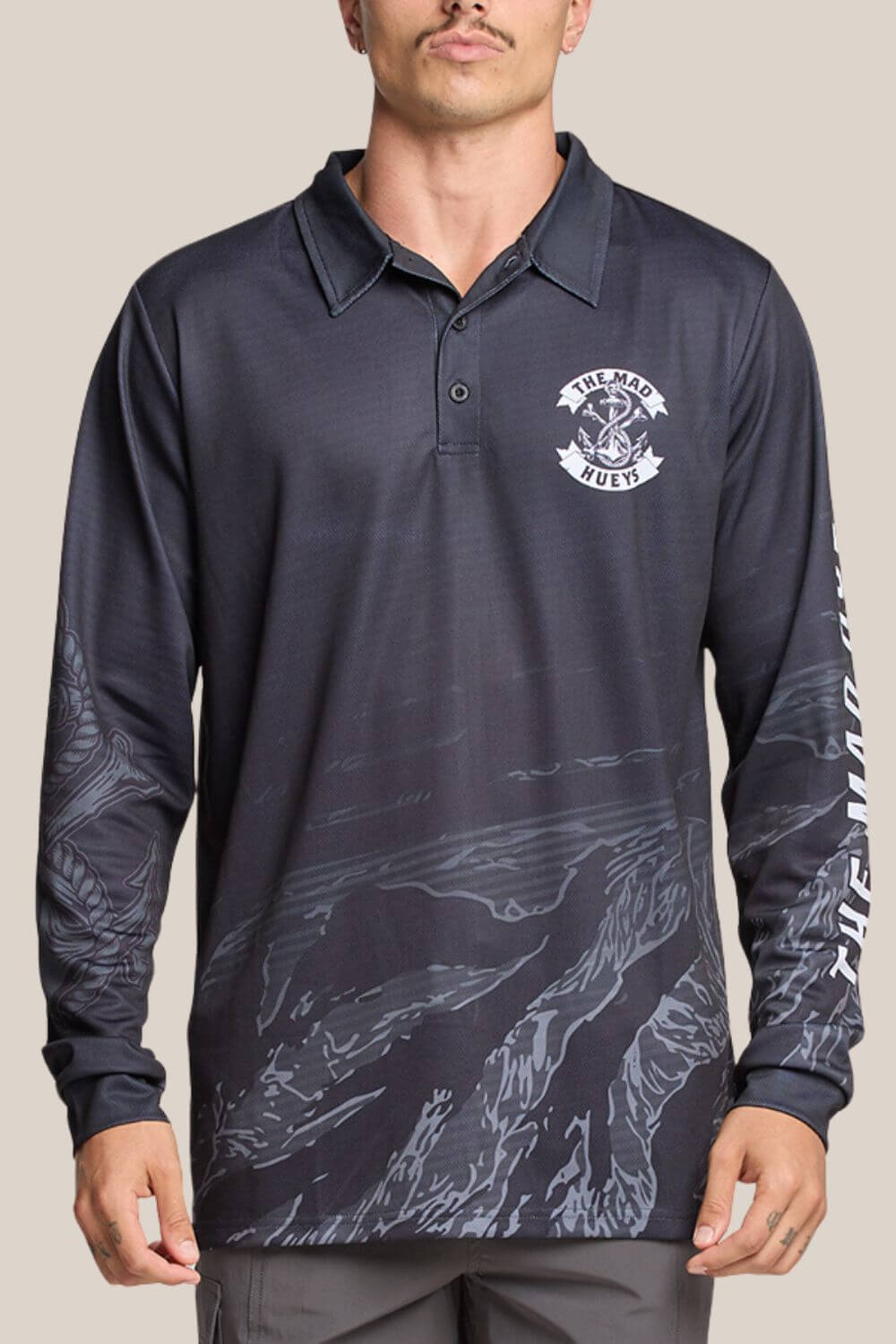 Anchor Bones UPF 50+ Fishing Jersey - Black
