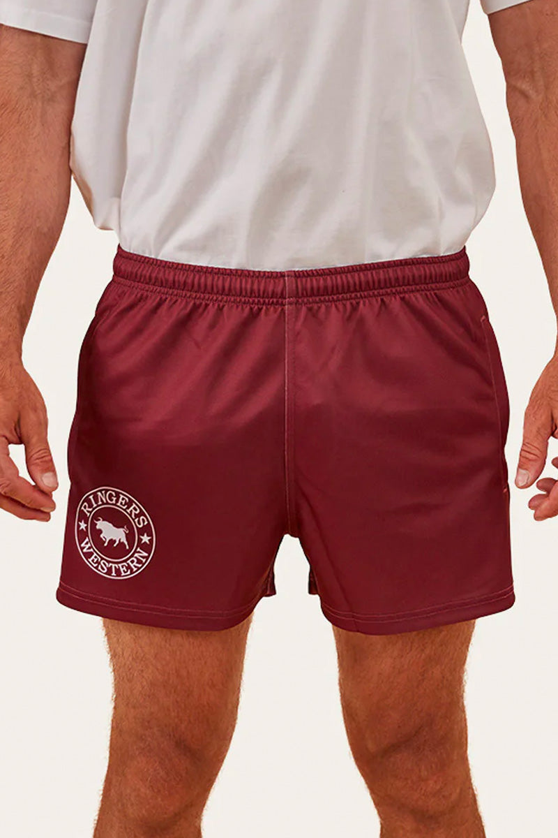 Ringers Western Ringers Footy Shorts - Burgundy
