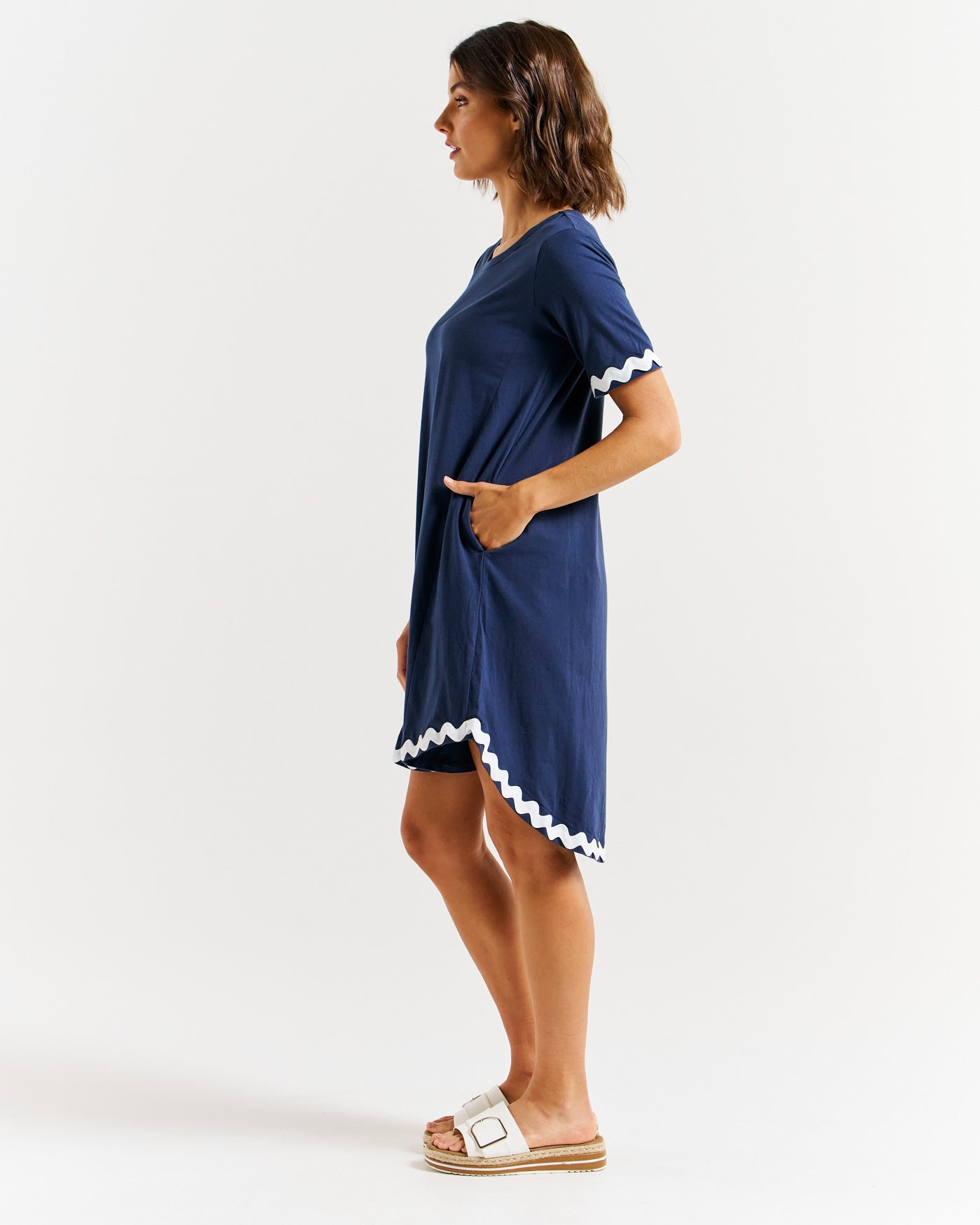 Nyree Dress - Navy / White Ric Rac