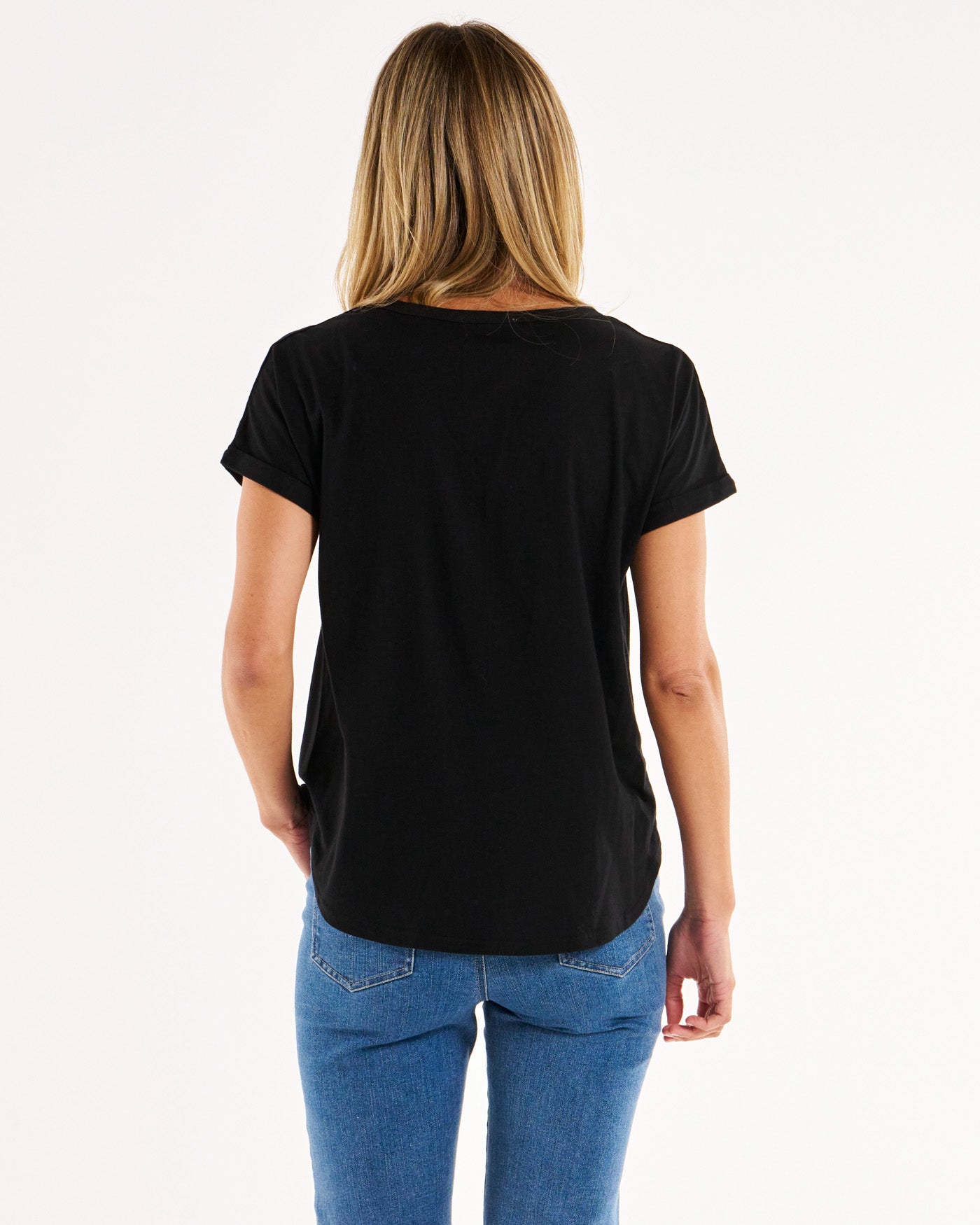 Hailey Short Sleeve Tee - Black Embellished