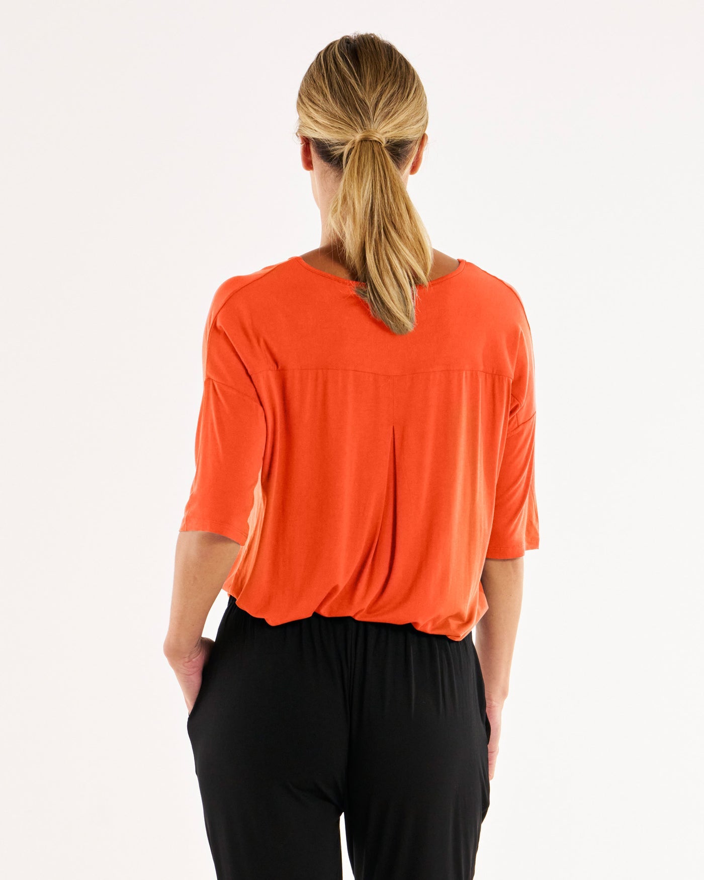 Betty Basics Brielle Bamboo V-Neck Tee - Burnt Ochre (view 2)
